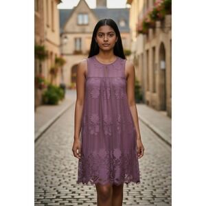 No Boundaries Dusty Rose Lace Sleeveless Dress Large 11-13 Coquette Shabby Chic